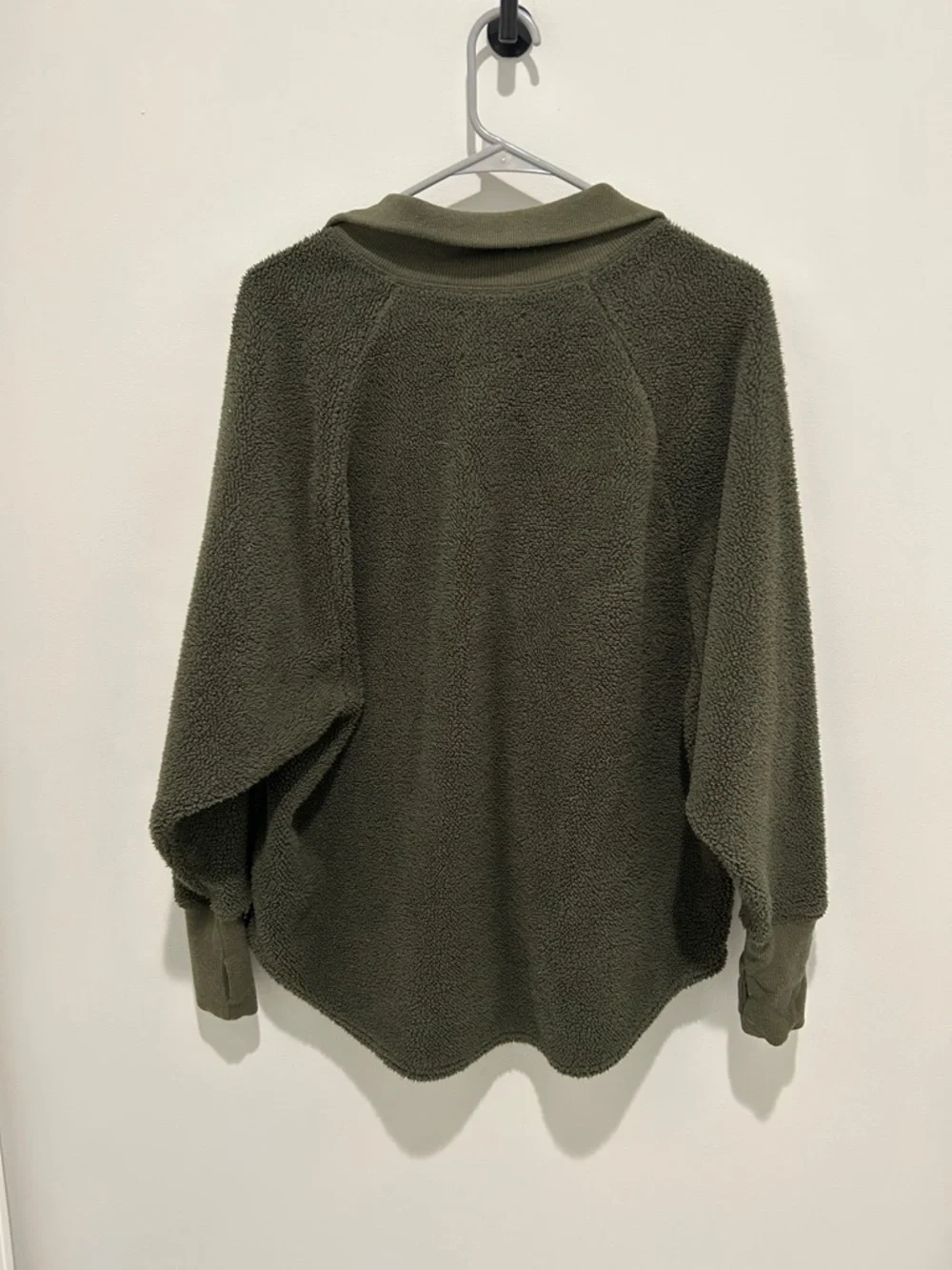 Aerie Cozy Olive Green Half-Zip Oversized Sherpa Pullover Sweater - Picture 5 of 5